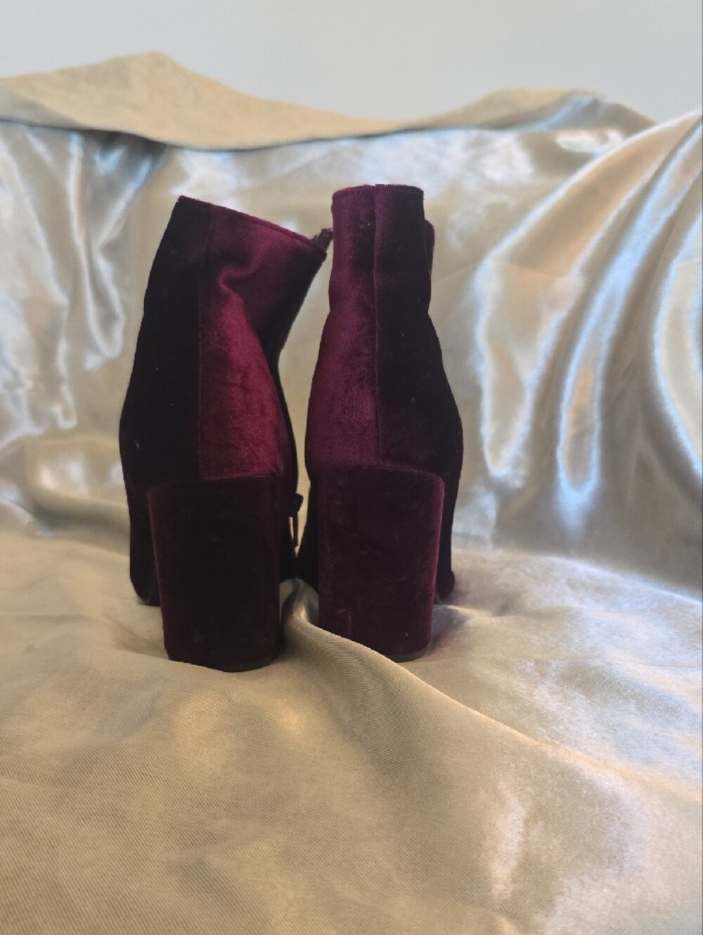 Velvet Ankle Boots with Gold Button Detail - Picture 5 of 8